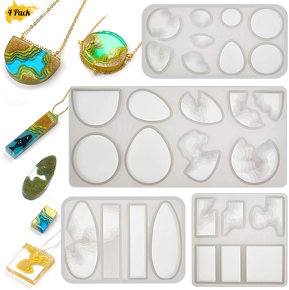 4 Pieces Resin Molds Jewelry Casting Molds Silicone Pendant Mould