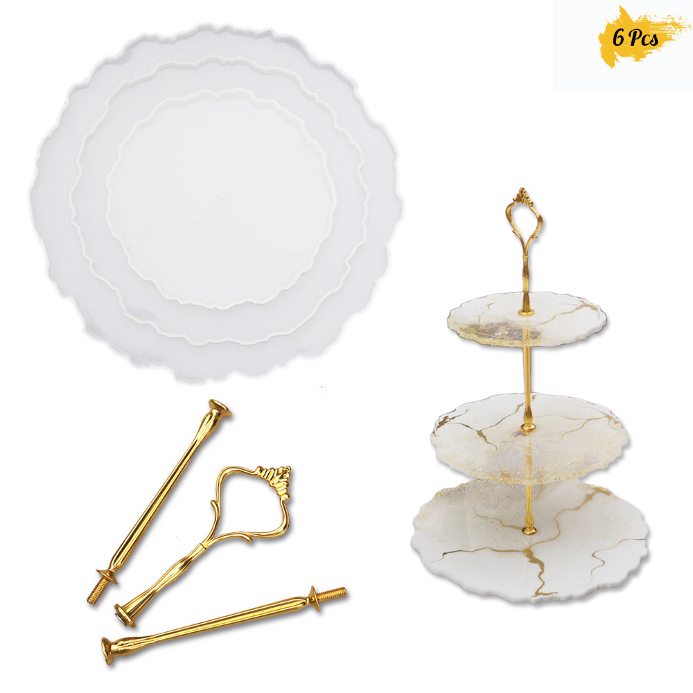 3 Tier Cake Stand Resin Tray Molds,diy Irregular Epoxy Resin Casting Mold  Home Decoration Craft Wit