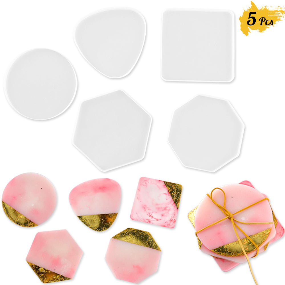 4 Pack Hexagon Silicone Coaster Molds Silicone Resin Mold, Clear