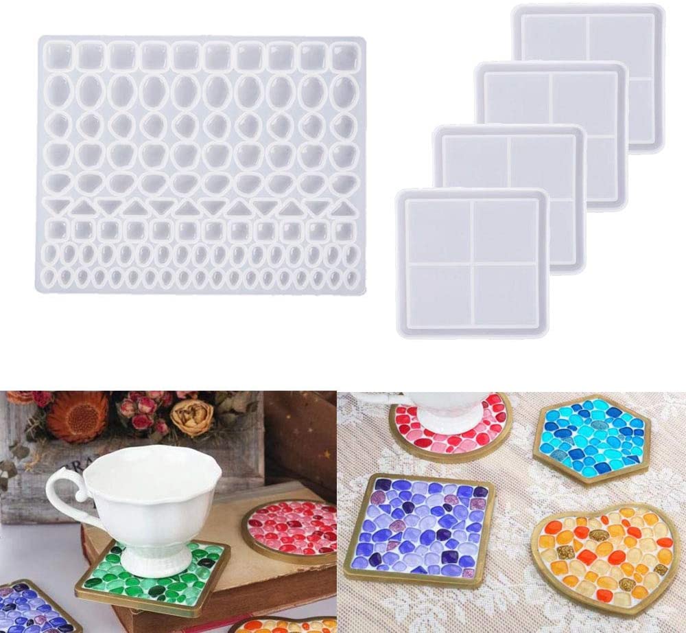 ResinWorld 4 Pack Flower Coaster Molds, Silicone Coaster Molds for