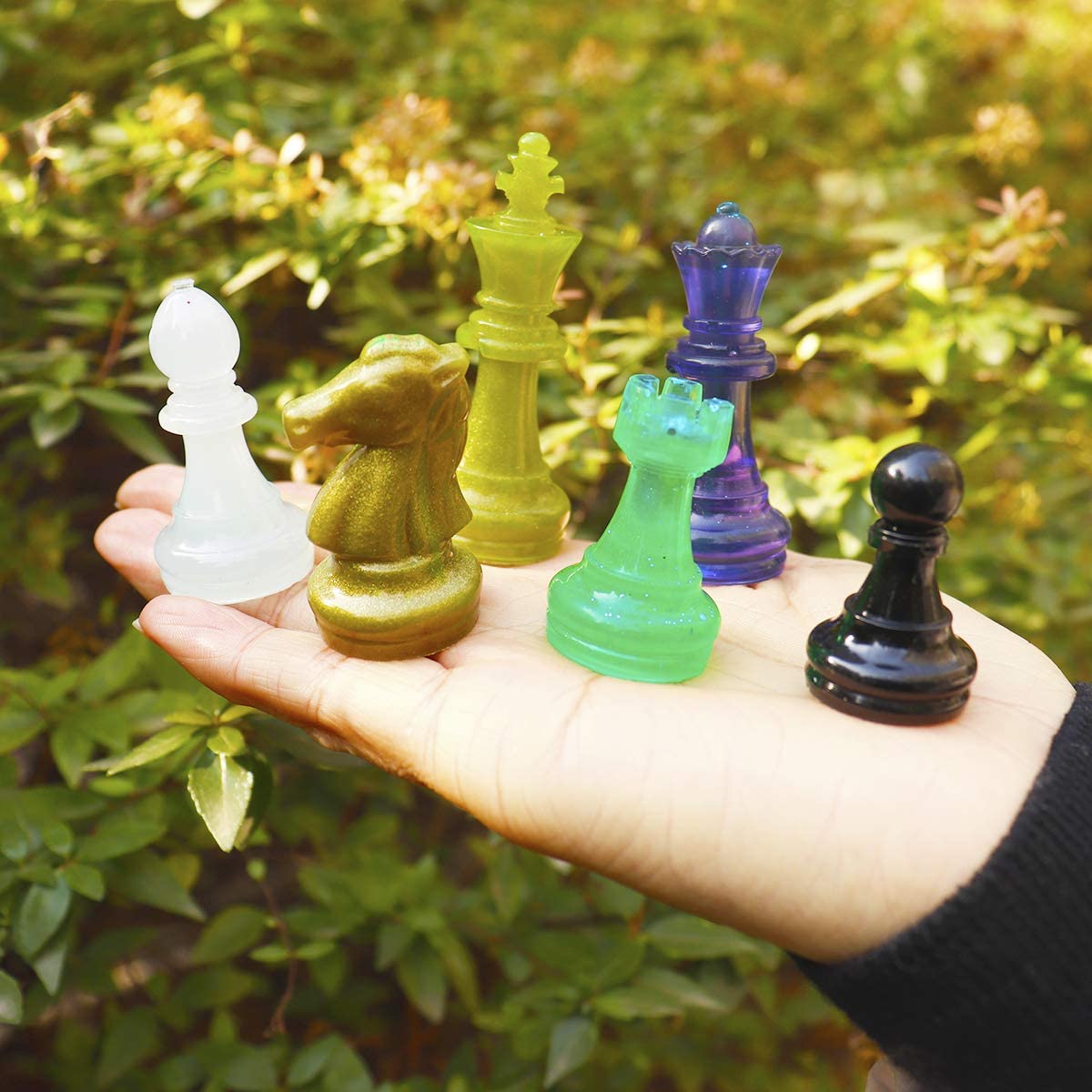 QUSENLON Chess Set with Checkers Board Silicone Resin Mold Full