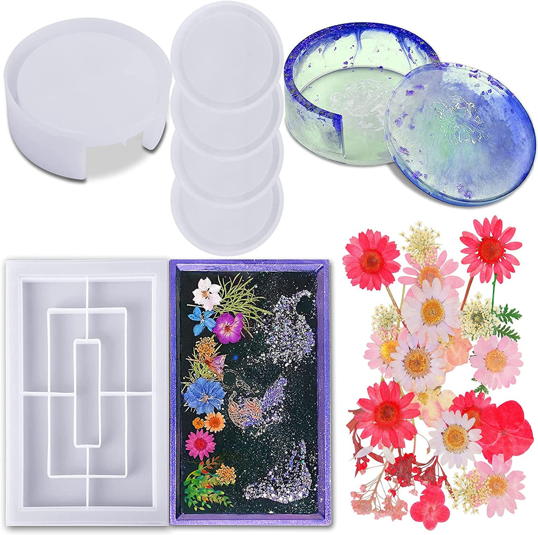 7 Pcs Resin Molds, Coaster Molds for Resin Casting, Silicone