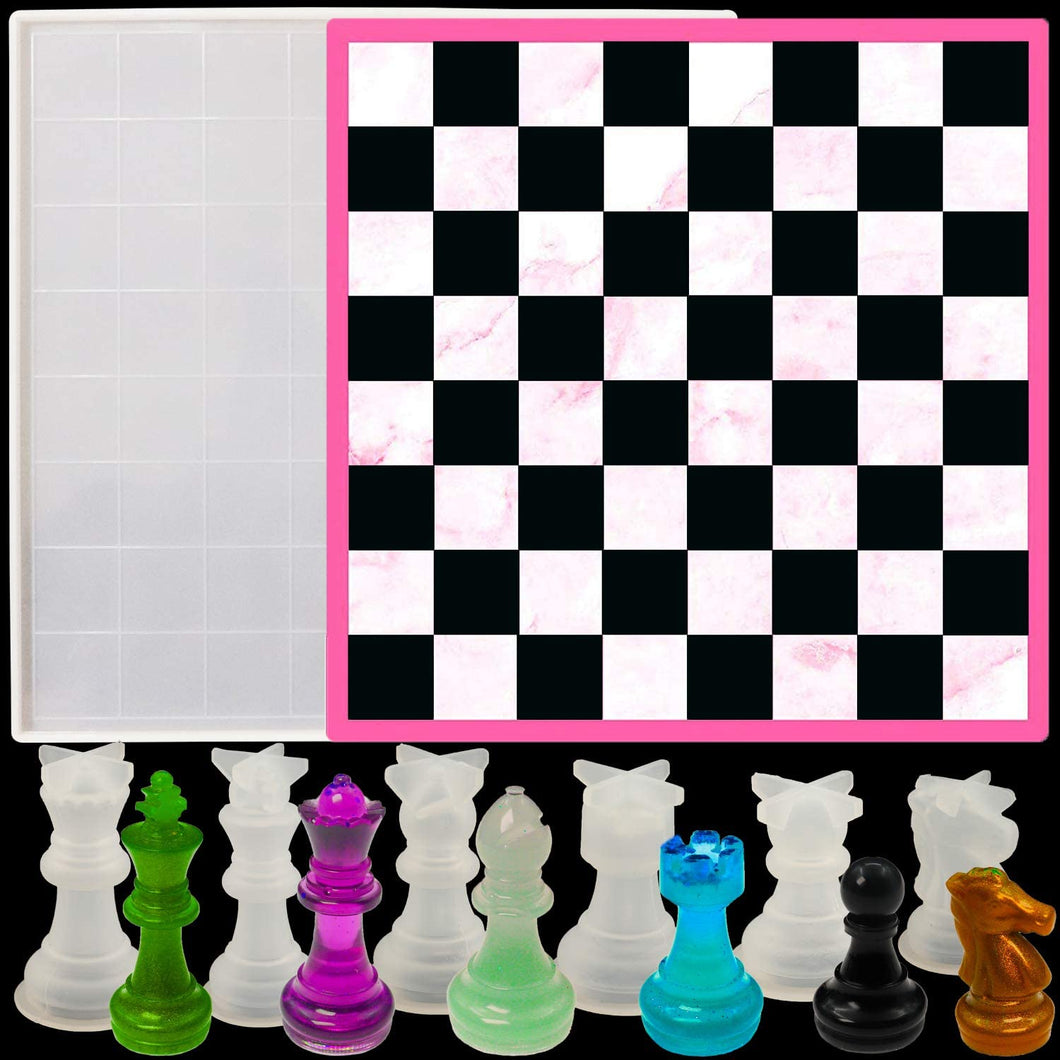 6pcs Chess Mold for Resin, Resin Chess Mold 3D Silicone, 3D Chess