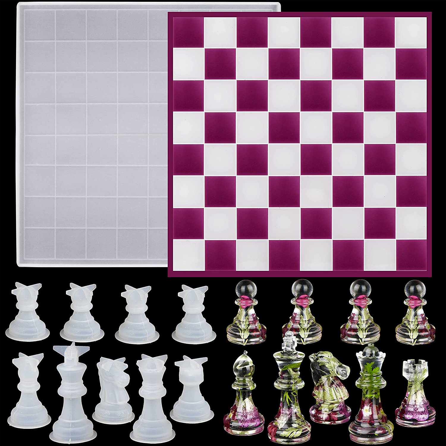 RESINWORLD 3D Chess Mold Set, 1Pcs Checkers Chess Board Mold for Resin –  ResinWorlds
