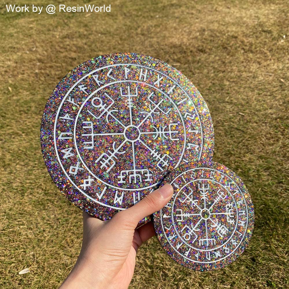 UV Epoxy Resin Mold Tray Round Rune Divination Card Mould DIY Crafts  Crystal Pendulum Mat Casting Mould Magic Circle Compass