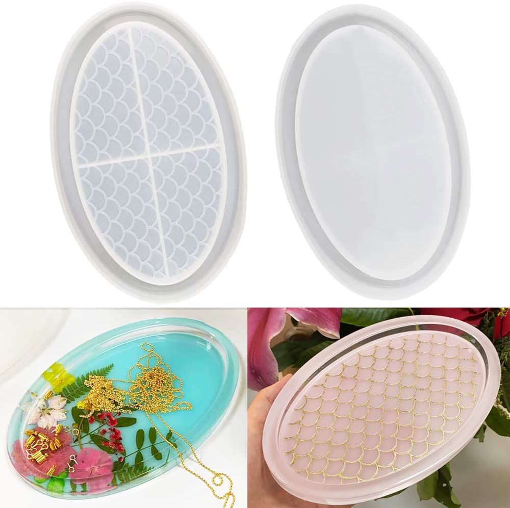 ResinWorld 2 Pack Different Size Large Silicone Molds Epoxy Resin Geode  Tray Mold DIY for Making Resin Tray Home Decoration