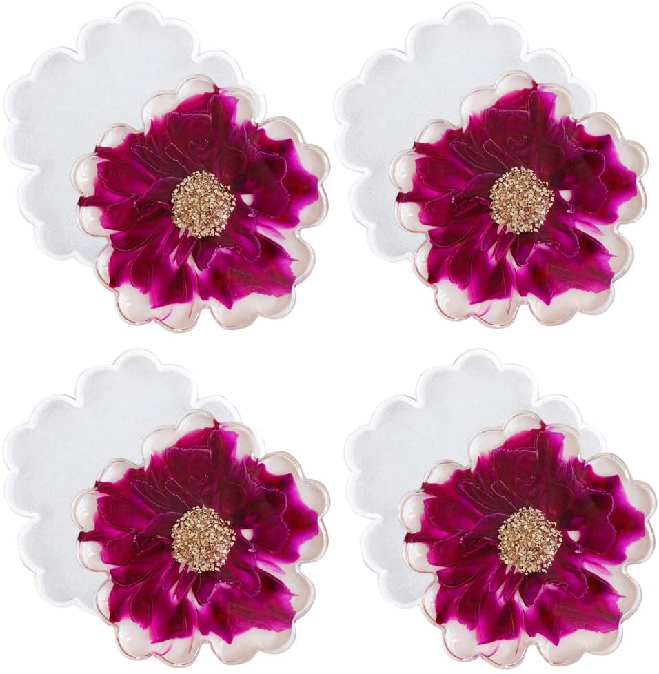 ResinWorld 4 Pack Flower Coaster Molds, Silicone Coaster Molds for